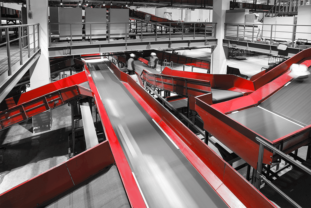 a conveyor as a conveyor systems warehouse